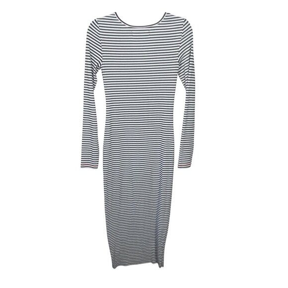 FP Beach Black and White Striped Dress SZ S Long Sleeve V Neck Henley - Picture 2 of 9